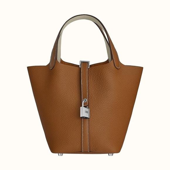HERMES Handbags - HERMES Picotin Lock 18 Eclat Gold / Nata Taurillon Clemence Leather Shoulder Bag